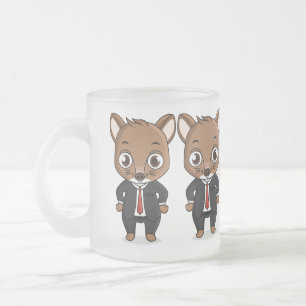Cute rat cartoon illustration frosted glass coffee mug