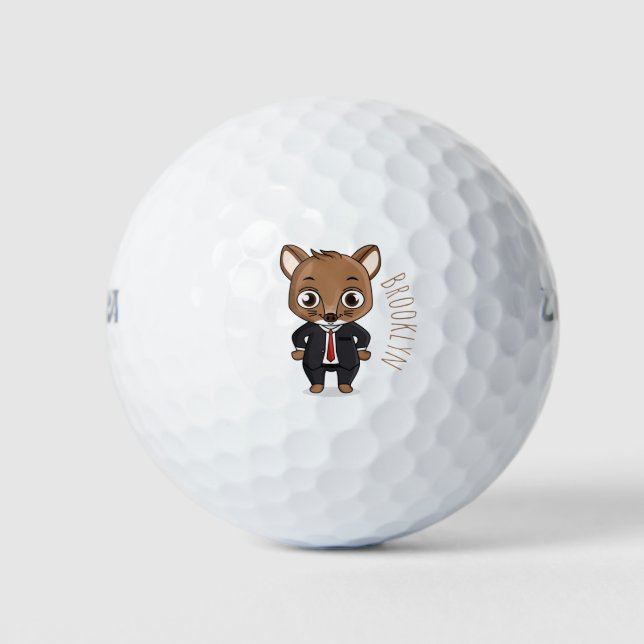 Cute rat cartoon illustration golf balls (Front)