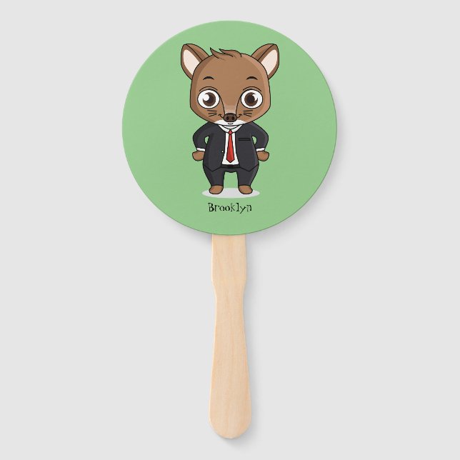 Cute rat cartoon illustration hand fan (Front)