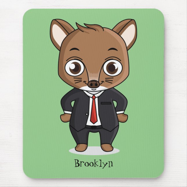 Cute rat cartoon illustration mouse mat (Front)