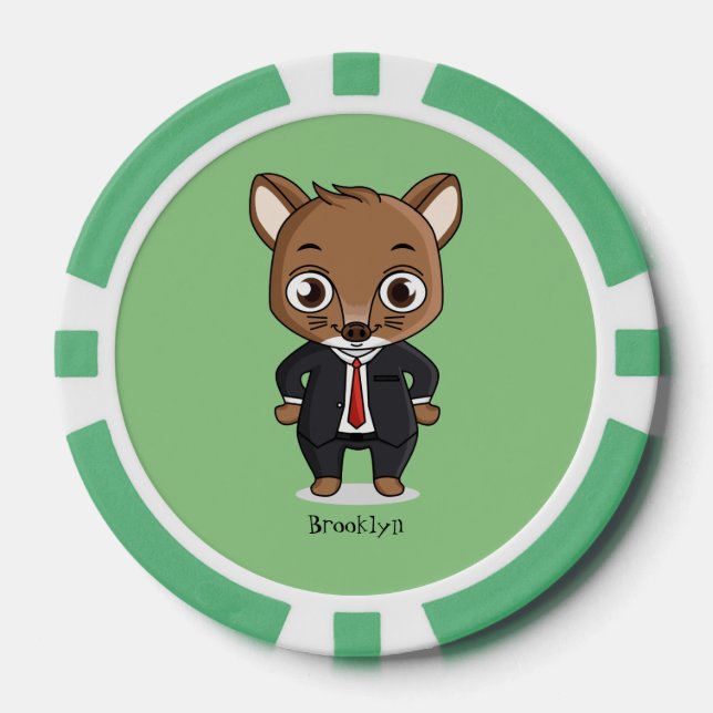 Cute rat cartoon illustration poker chips (Front)