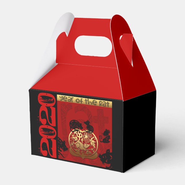 Cute Rat Chinese Year 2020 Zodiac Birthday GFB Favour Box (Front Side)