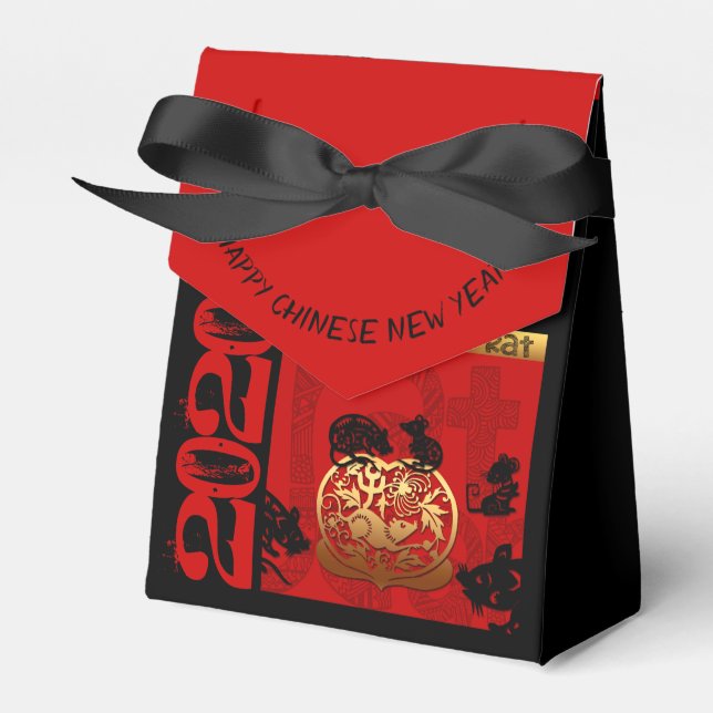 Cute Rat Chinese Year 2020 Zodiac Birthday TFB Favour Box (Front Side)