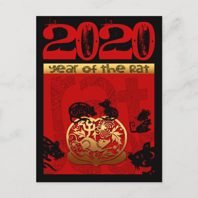 Cute Rat Chinese Year 2020 Zodiac Birthday VPost Holiday Postcard (Front)