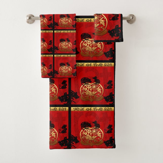 Cute Rat Chinese Year Zodiac Birthday Bath Set (Insitu)