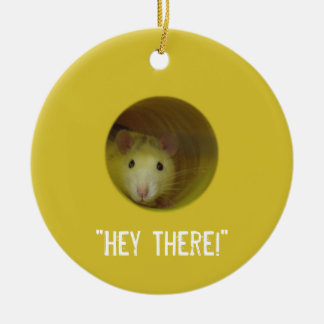 Cute Rat in a Hole Funny Animal Ceramic Tree Decoration