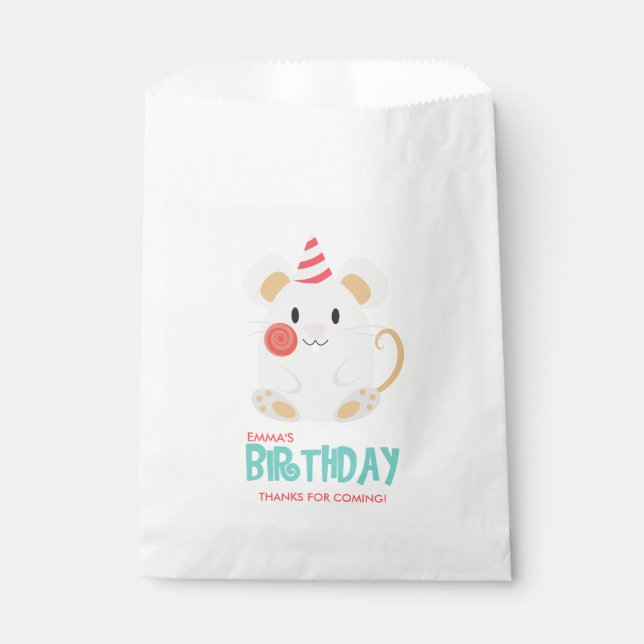 Cute Rat Kid's Birthday Party Favour Bags (Front)