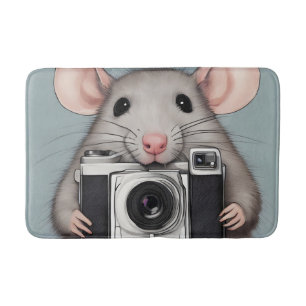 Cute Rat Photographer Bath Mat
