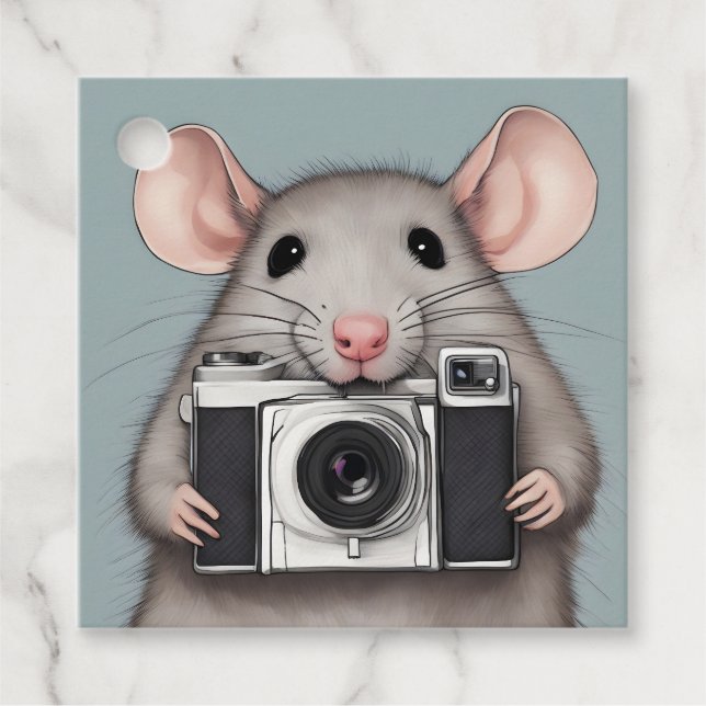 Cute Rat Photographer Favour Tags (Front)