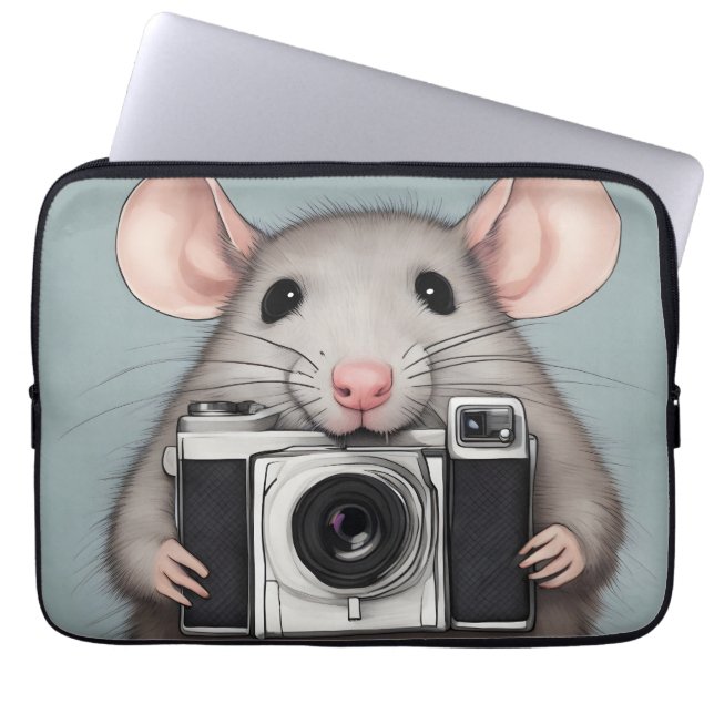 Cute Rat Photographer Laptop Sleeve (Front)