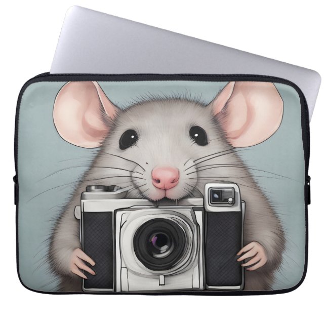 Cute Rat Photographer Laptop Sleeve (Front)