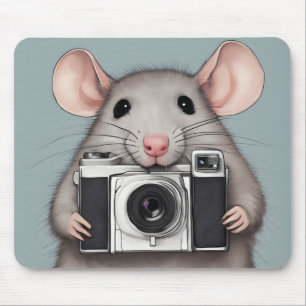 Cute Rat Photographer Mouse Mat