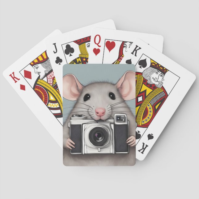 Cute Rat Photographer Playing Cards (Back)