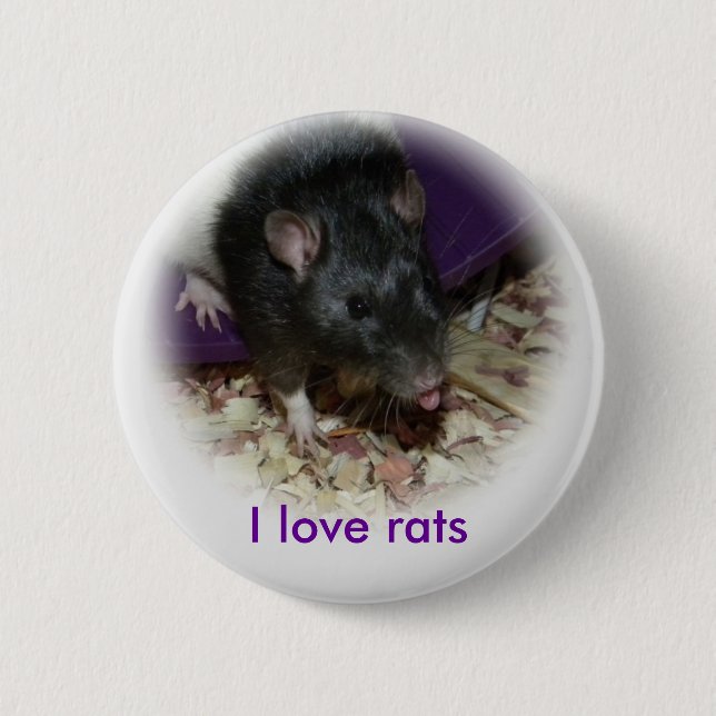 Cute rat sticking out his tongue pin (Front)
