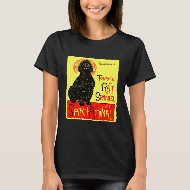 Cute Rat Tail Spaniel Irish Water Spaniel Dog Art T-Shirt (Front)