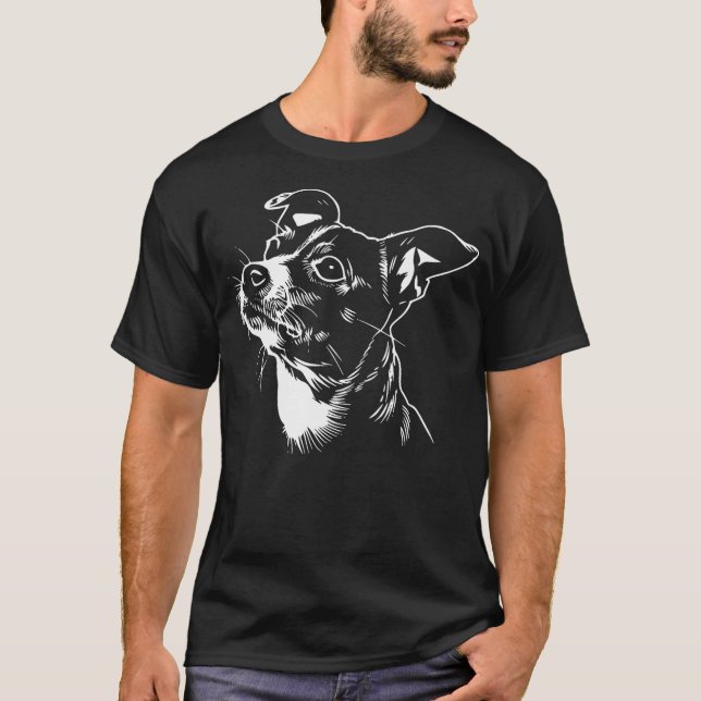 Cute Rat Terrier Face Dog Graphic Design T-Shirt (Front)
