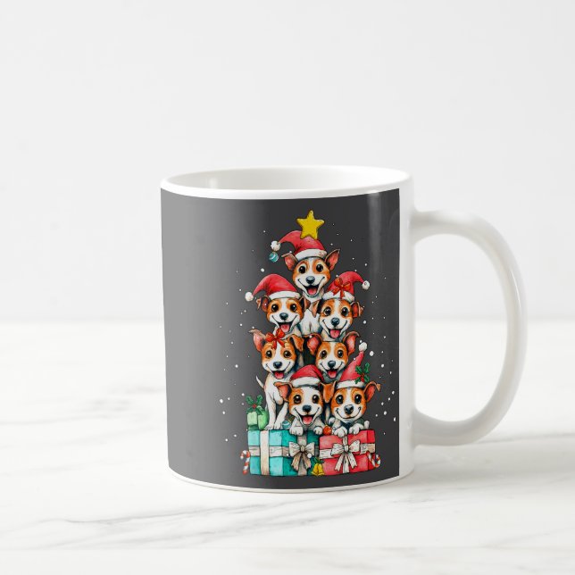 Cute Rat Terrier Le Dog Christmas Tree Xmas  Coffee Mug (Right)