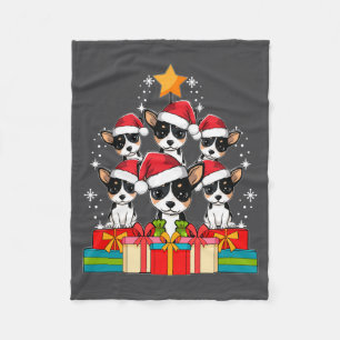 Cute Rat Terrier Le Dog Christmas Tree Xmas Hat Lo Fleece Blanket