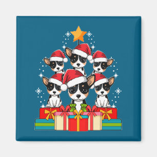 Cute Rat Terrier Le Dog Christmas Tree Xmas Hat Lo Magnet