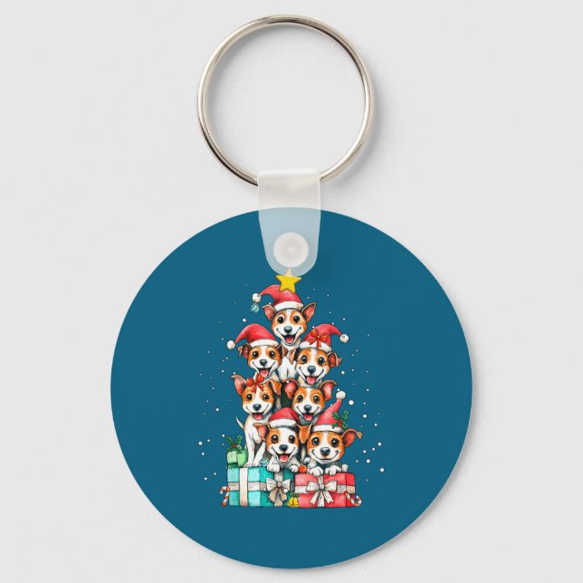 Cute Rat Terrier Le Dog Christmas Tree Xmas  Key Ring (Front)