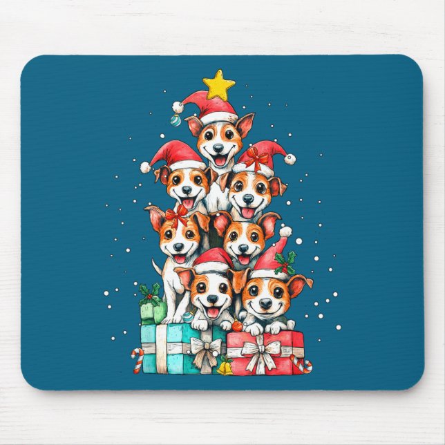 Cute Rat Terrier Le Dog Christmas Tree Xmas  Mouse Mat (Front)