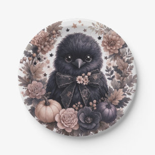 Cute Raven Halloween Paper Plates