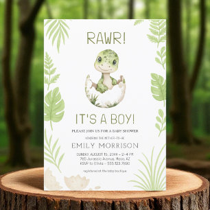 Cute Rawr It's a Boy Dinosaur Baby Boy Shower Invitation