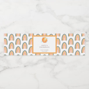 Cute Ray Of Sunshine Rainbow Welcome Baby Shower Water Bottle Label