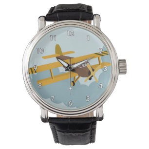 Cute RC Bi-Plane Cartoon Drawing Watch