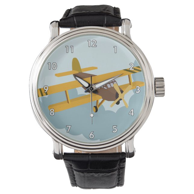 Cute RC Bi-Plane Cartoon Drawing Watch (Front)