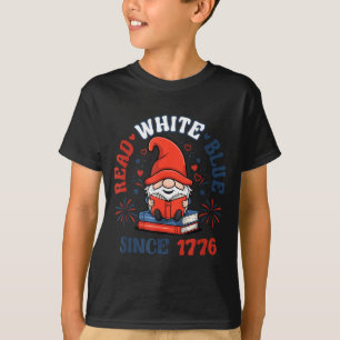 Cute Read White Blue 4th of July Patriotic Gnome T-Shirt