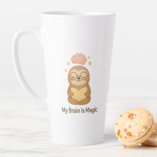 Cute Reading Bear — My Brain Is Magic Motivational Latte Mug