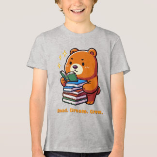 Cute Reading Bear with Books Kawaii Tri-Blend Shirt