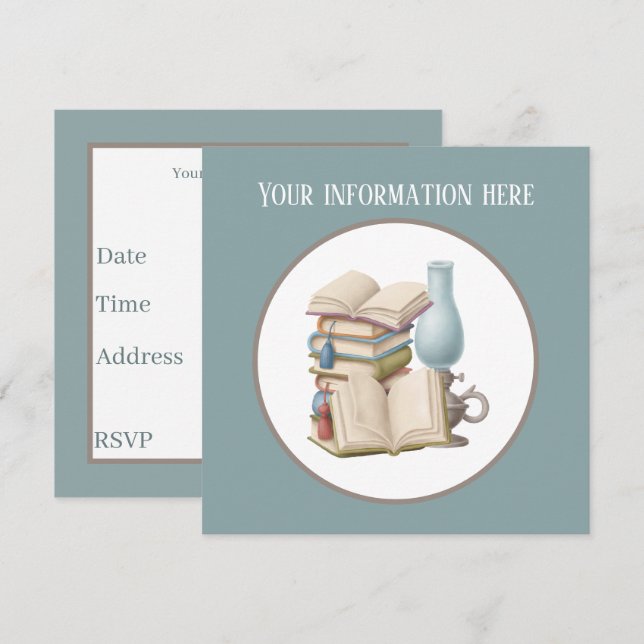 cute reading book club party  invitation (Front/Back)