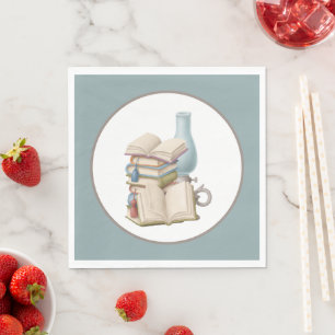 cute reading book club party napkin