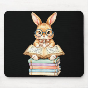 Cute reading bunny easter books reader teacher mouse mat