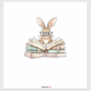 Cute Reading Bunny Glasses Books Bookworm Reader T