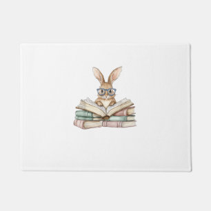 Cute Reading Bunny Glasses Books Bookworm Reader T Doormat