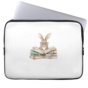 Cute Reading Bunny Glasses Books Bookworm Reader T Laptop Sleeve