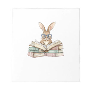 Cute Reading Bunny Glasses Books Bookworm Reader T Notepad