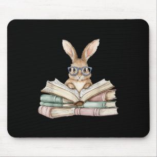 Cute Reading Bunny Gles Books Bookworm Reader Teac Mouse Mat