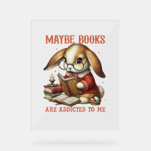 Cute Reading Bunny With Glasses Books Bookworm Rea Acrylic Sign