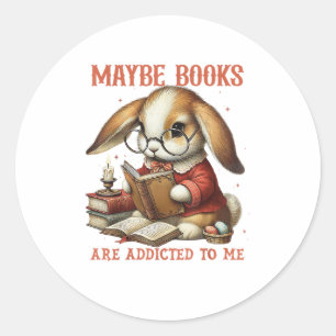 Cute Reading Bunny With Glasses Books Bookworm Rea Classic Round Sticker