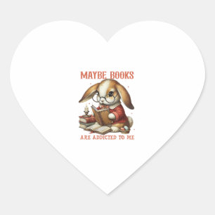Cute Reading Bunny With Glasses Books Bookworm Rea Heart Sticker