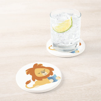 Cute Reading Cartoon Lion Coaster