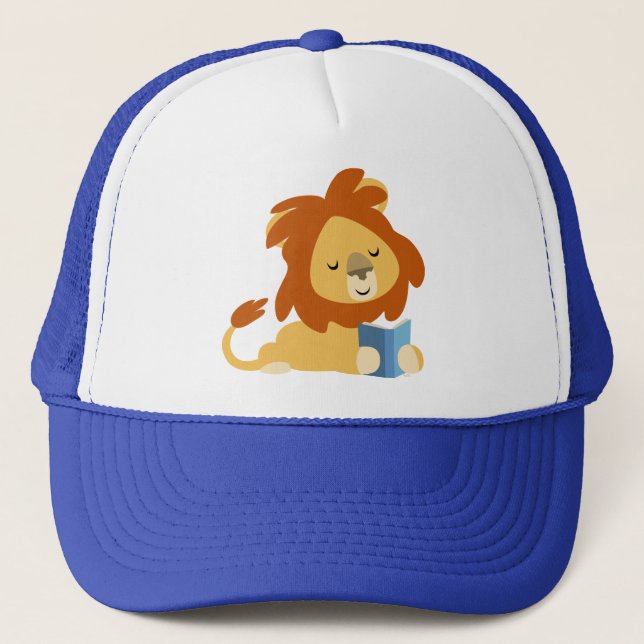 Cute Reading Cartoon Lion Hat (Front)