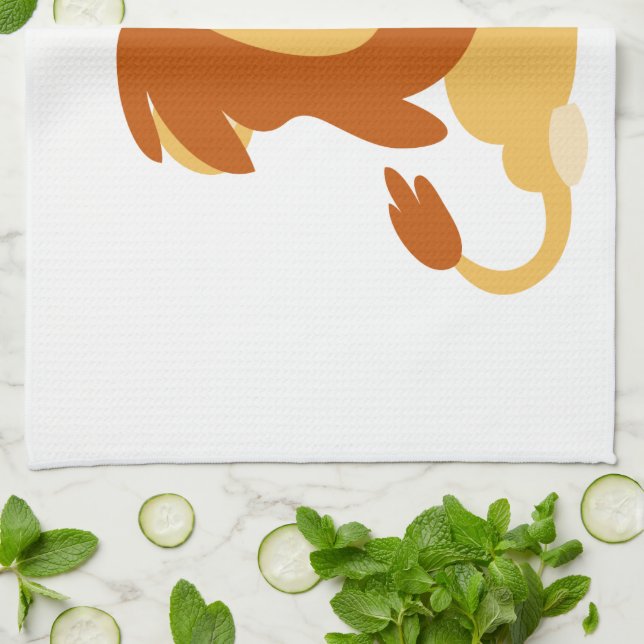 Cute Reading Cartoon Lion Kitchen Towel (Folded)