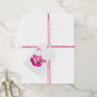 Cute Reading Cartoon Pig Family Gift Tag