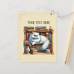 Cute reading cat lovers  postcard
