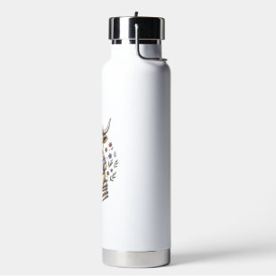 Cute Reading Cow Floral Book Stack Vintage Design_ Water Bottle
